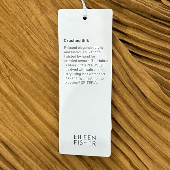 Eileen Fisher Large Bronze Crushed Silk Cap Sleeve Tiered Midi Dress NWT $388 - Picture 15 of 15